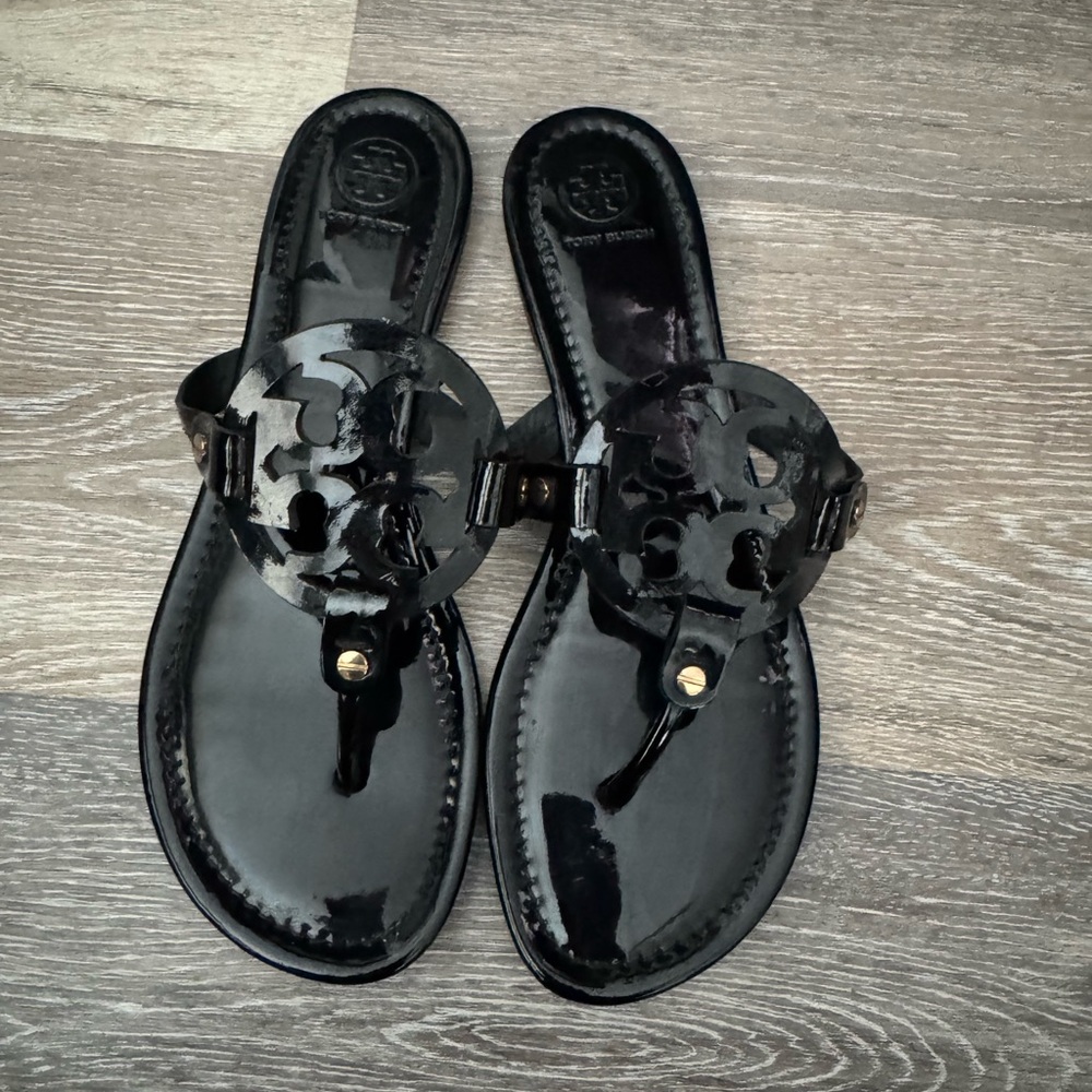 Tory Burch Glossy Black Sandals